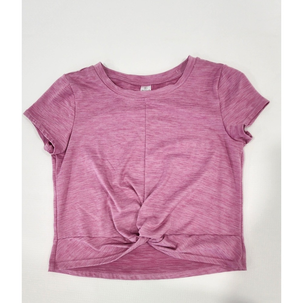90‎ Degree T-shirt Girls L 12 Pink Tie Front Pink Jogger School Short Sleeve